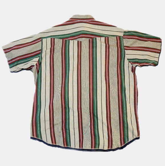 Pearl Snap Wrangler Vintage Western Shirt Button Down Cowboy Stripe - Picture 2 of 4
